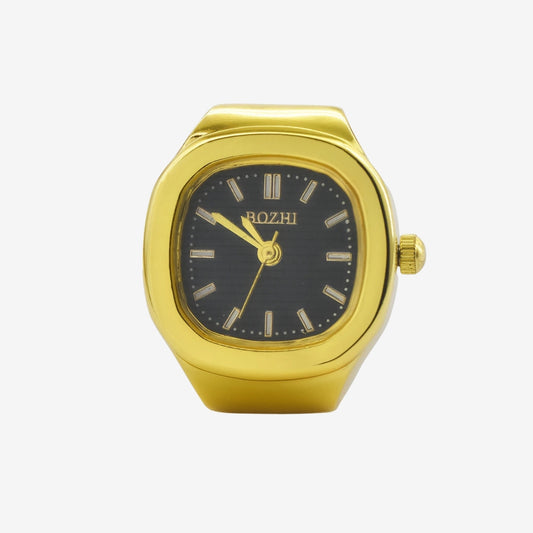 Lucky Two-Hand Watch Ring in Gold/Black