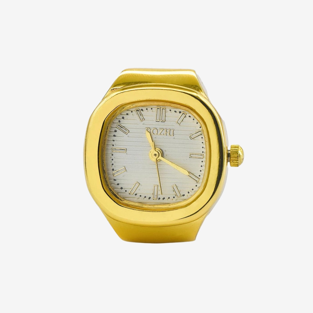 Lucky Two-Hand Watch Ring in Gold/White