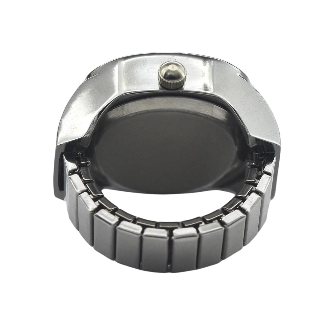 Lucky Two-Hand Watch Ring in Silver/Black